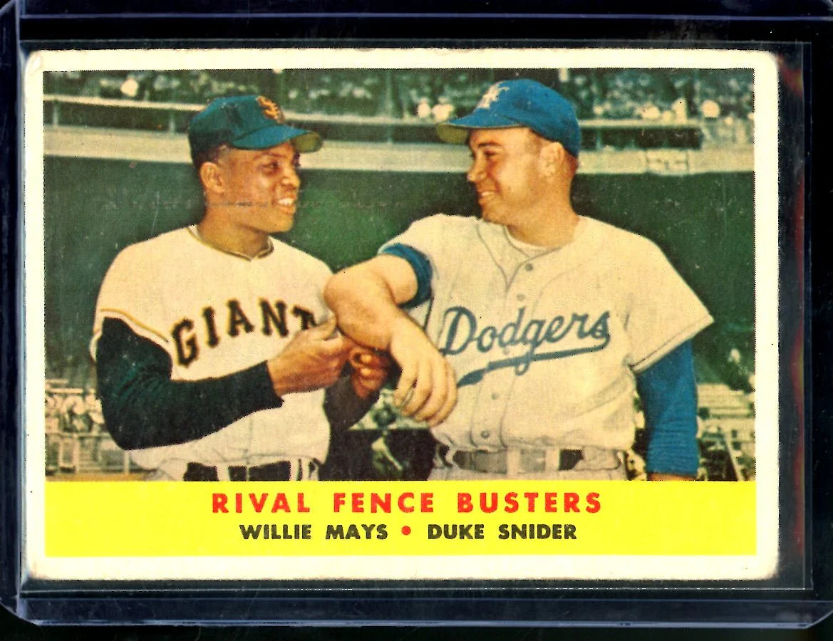 1958 Topps Willie Mays/Duke Snider Rival Fence Busters #436