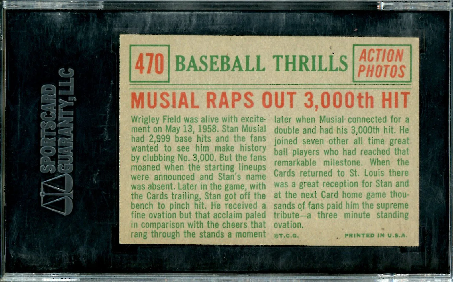 1959 Topps Stan Musial #470 Baseball Thrills SGC 4.5 Cardinals - Image 2