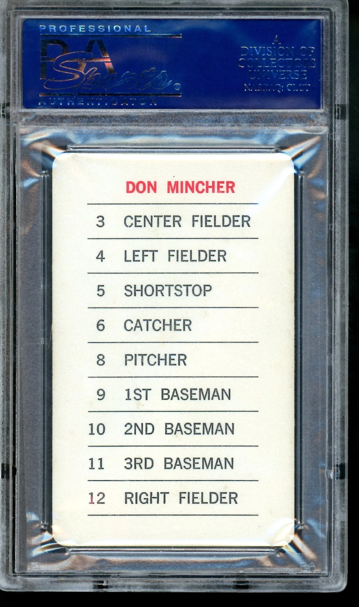1970 Milton Bradley Don Mincher PSA 9 - Image 2