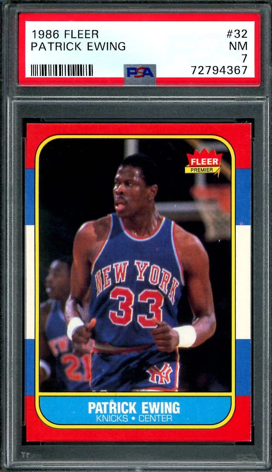 1986 Fleer Patrick Ewing PSA 7 Knicks