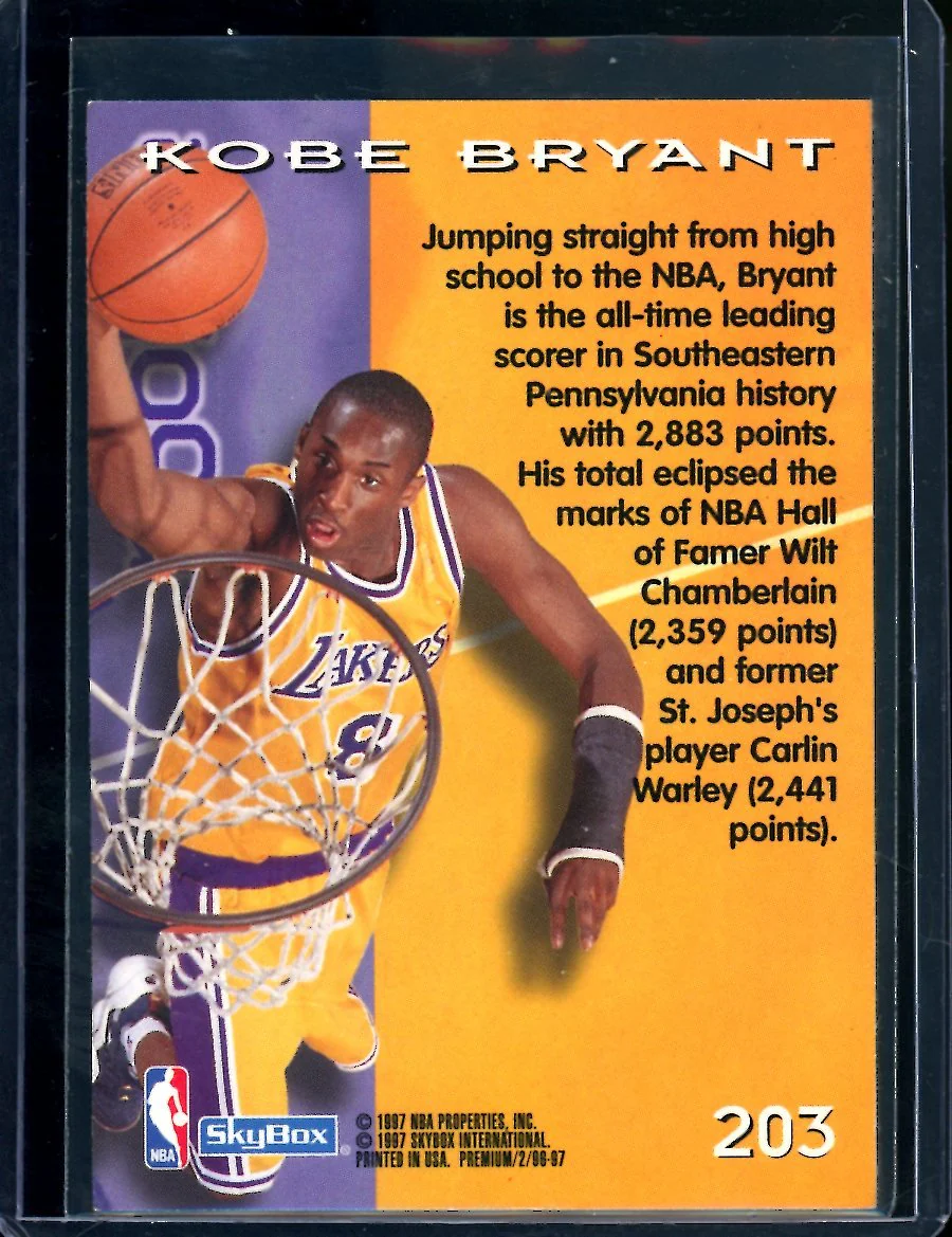 1996 SkyBox Premium Kobe Bryant Rookie Lakers - Image 2