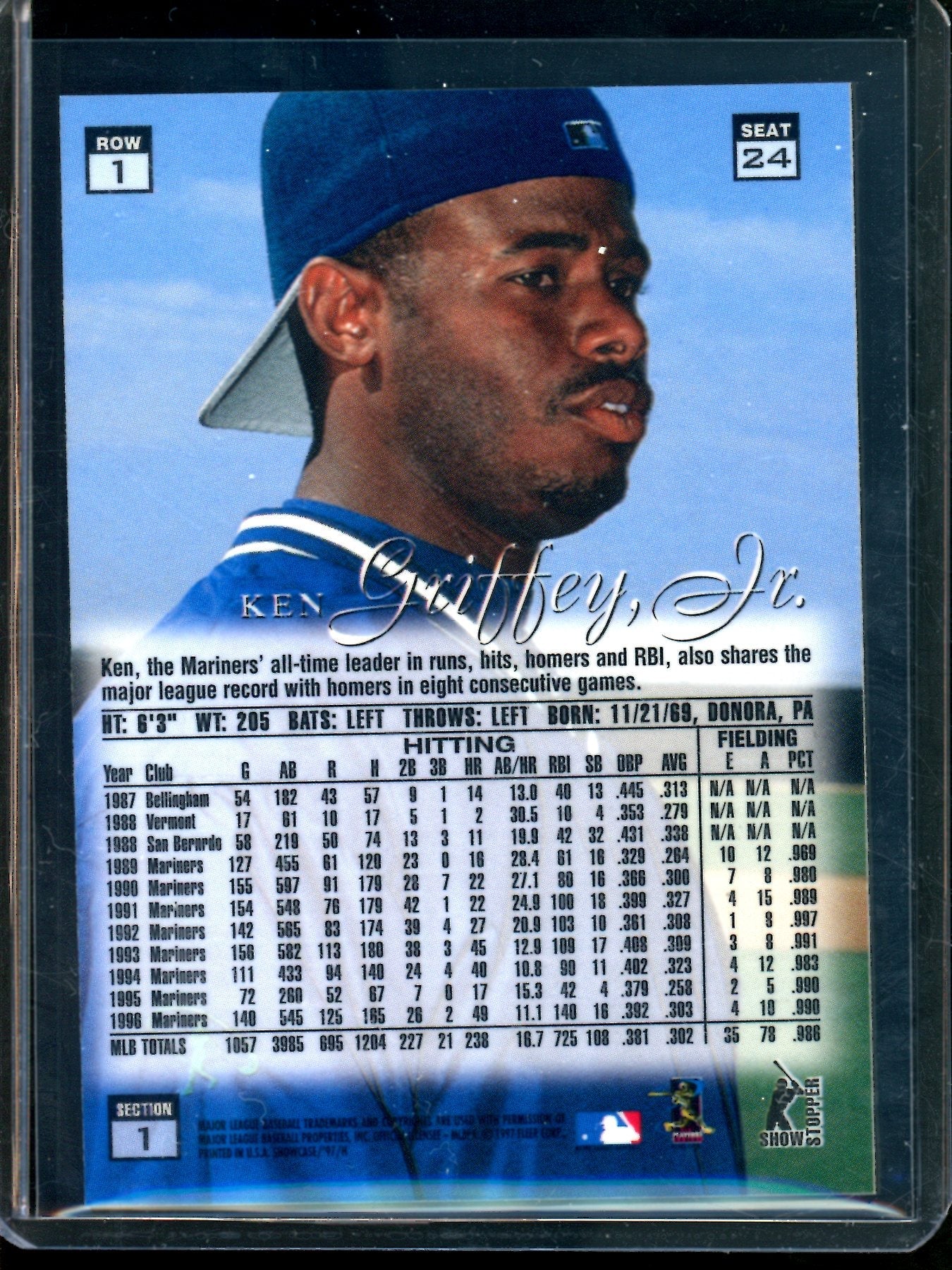 1997 Flair Showcase Ken Griffey Jr Row "1" Seat "24" Mariners - Image 2