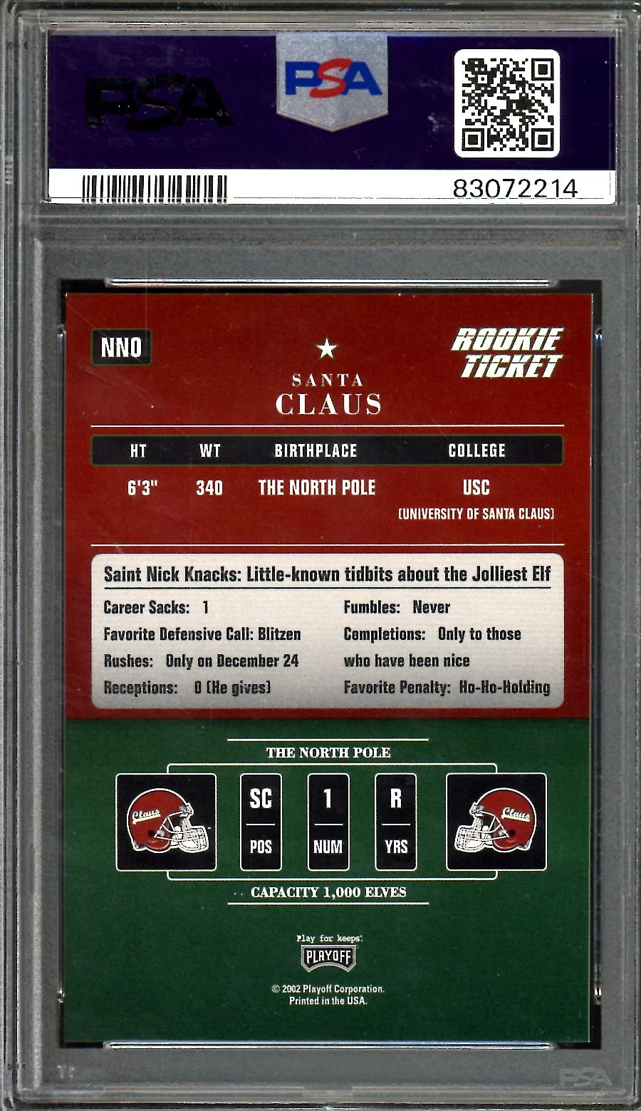 2002 Panini Playoff Contenders Santa Claus Rookie Ticket PSA 9 - Image 2