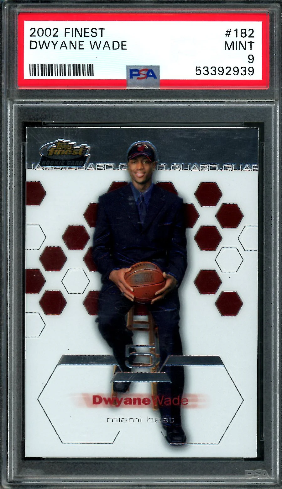 2002 Topps Finest Dwayne Wade Rookie PSA 9 Heat
