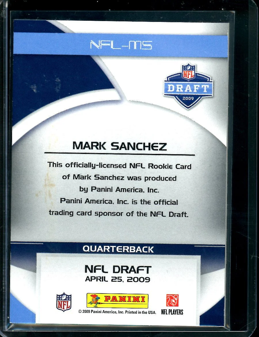 2009 Panini NFL Draft Mark Sanchez Rookie NFL Shield RPA Jets - Image 2