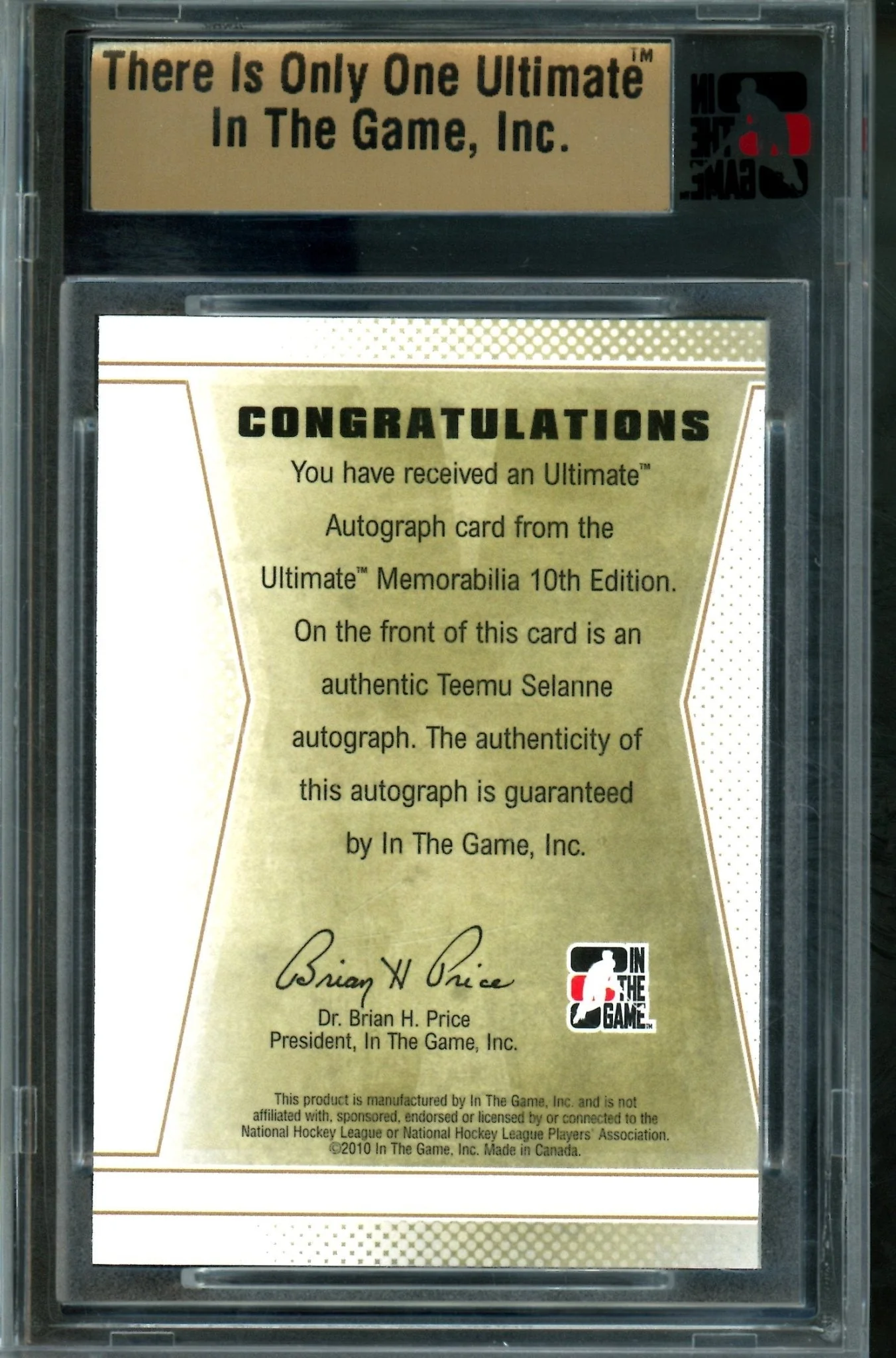 2010 In The Game Ultimate Teemu Selanne Autograph Silver /24 Ducks - Image 2