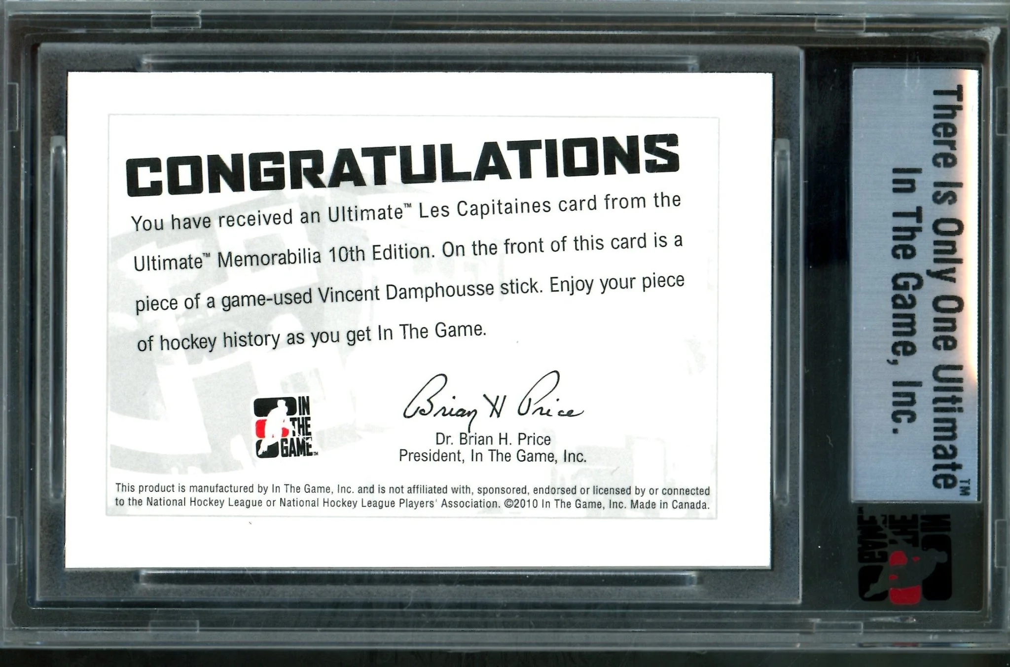 2010 In The Game Ultimate Vincent Damphousse Les Capitaines Silver Memorabilia /24 Canadiens - Image 2