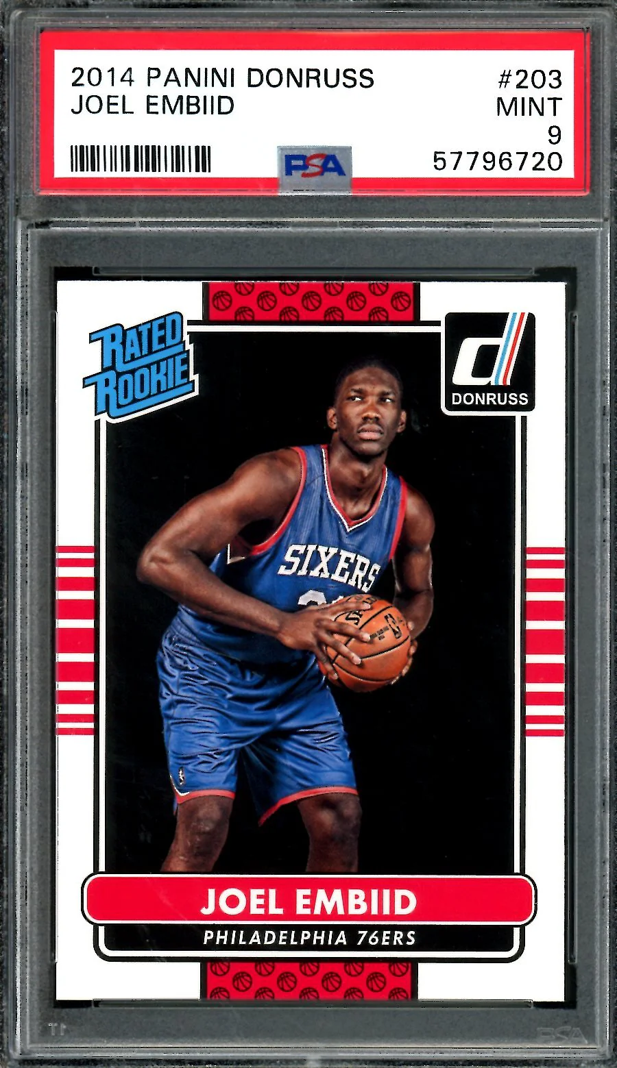 2014-15 Panini Donruss Joel Embiid Rated Rookie PSA 9 76ers