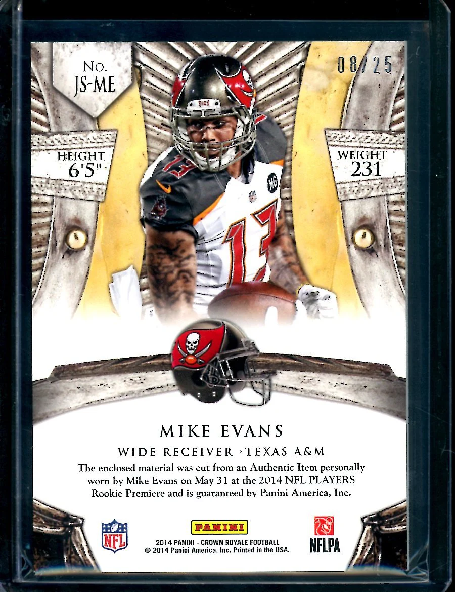 2014 Panini Crown Royale Mike Evans Rookie Jumbo Silhouettes Patch /25 Buccaneers - Image 2