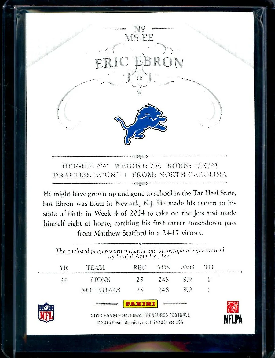 2014 Panini National Treasures Eric Ebron Rookie RPA /25 Lions - Image 2