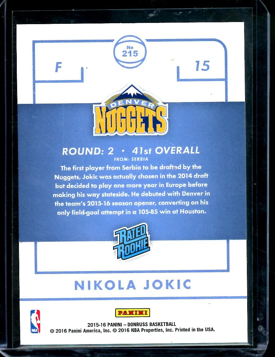 2015-16 Panini Donruss Nikola Jokic Rated Rookie Nuggets - Image 2