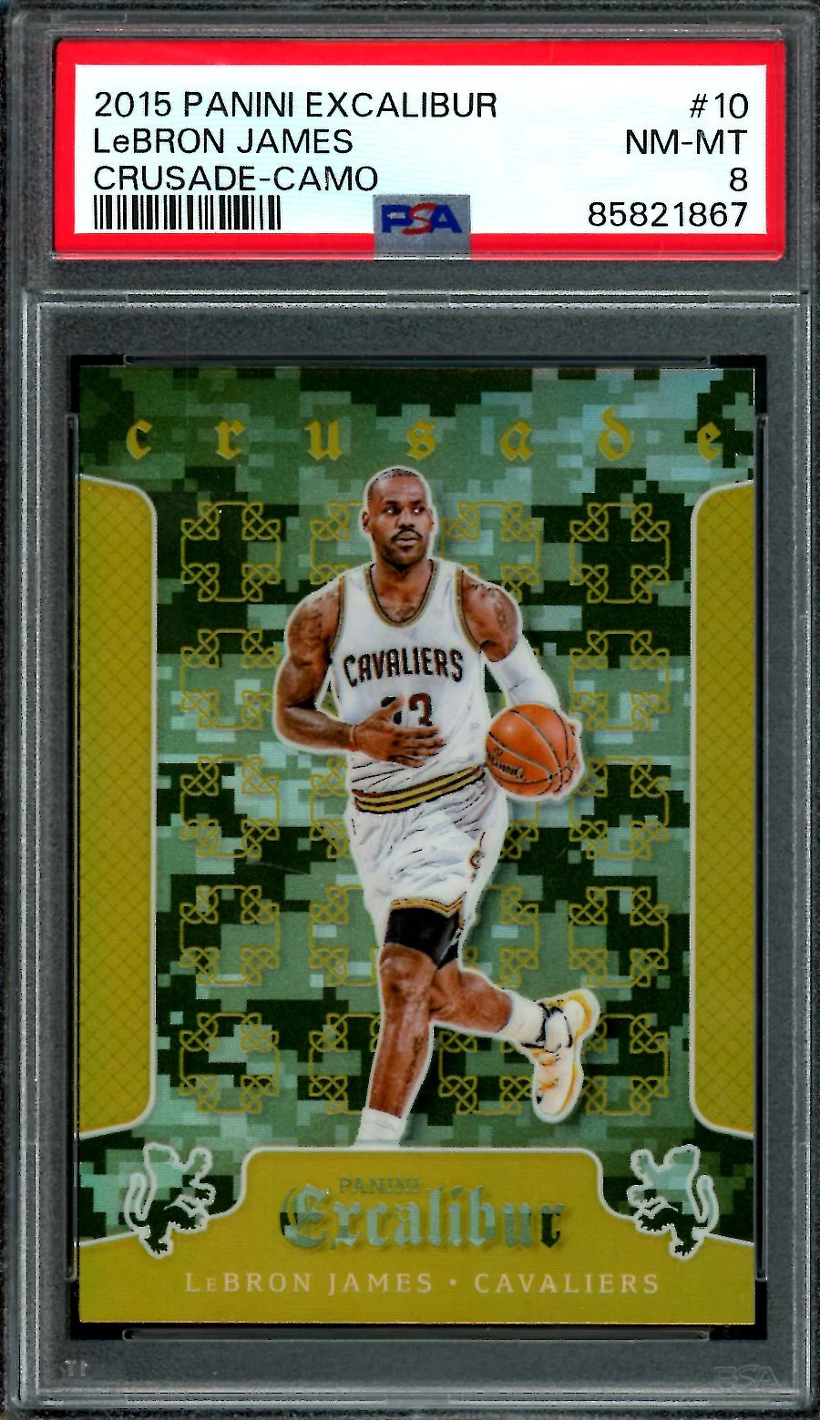 2015/16 Panini Excalibur LeBron James Crusade Camo PSA 8 Cavaliers