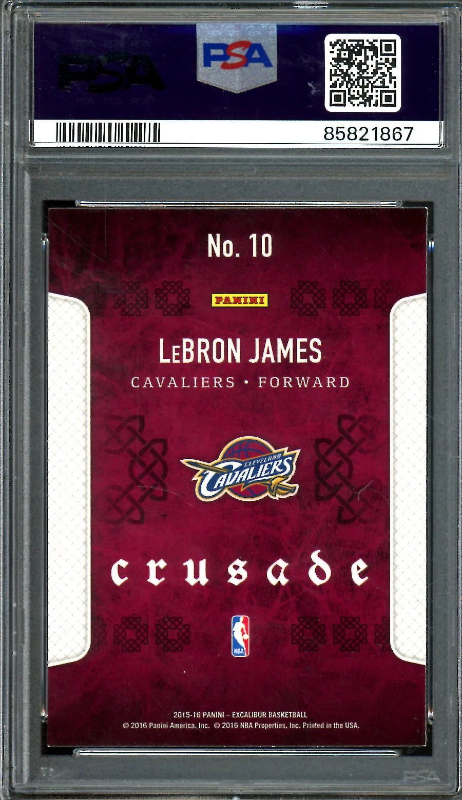 2015/16 Panini Excalibur LeBron James Crusade Camo PSA 8 Cavaliers - Image 2