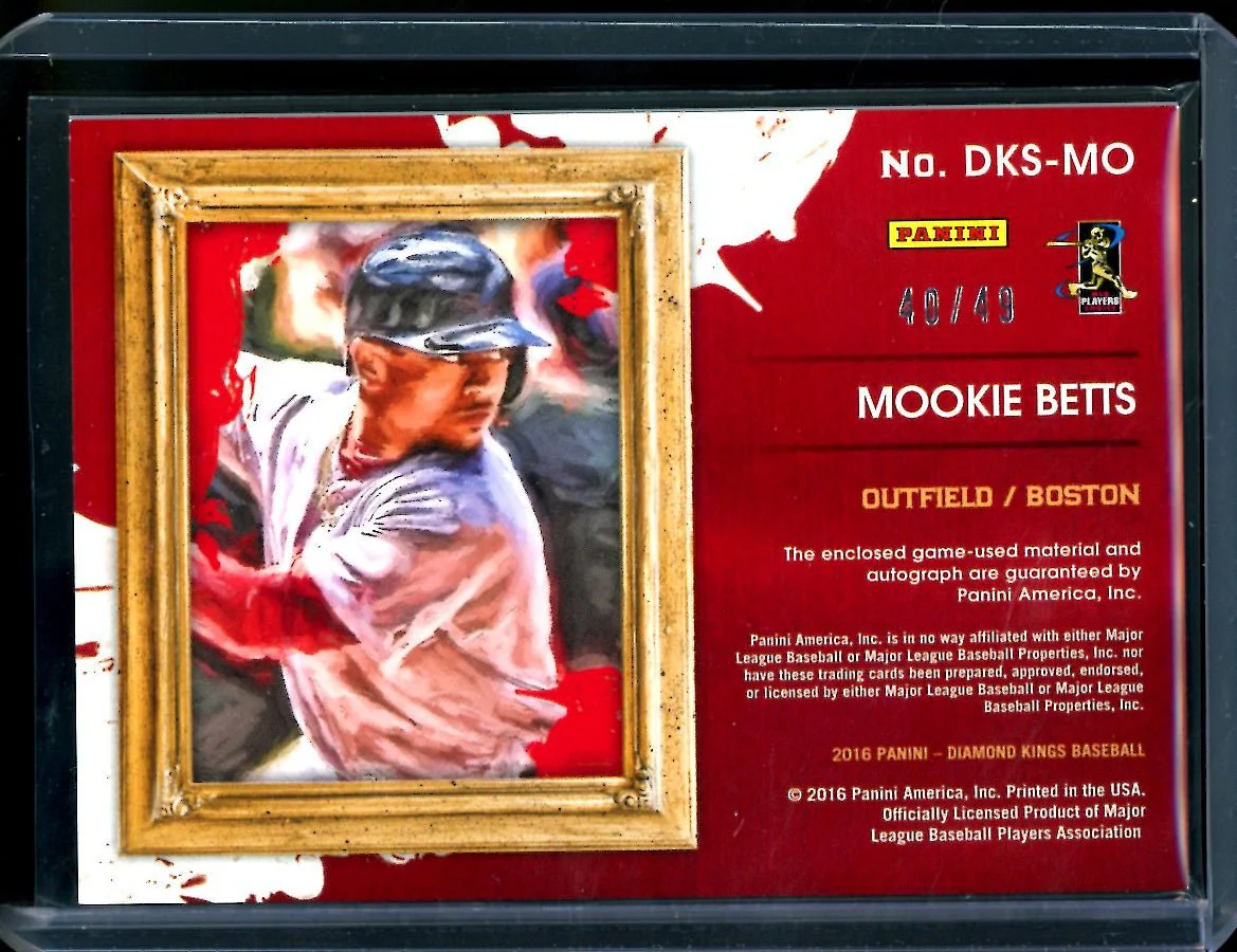 2016 Panini Diamond Kings Mookie Betts Patch Auto Blue /49 Red Sox - Image 2