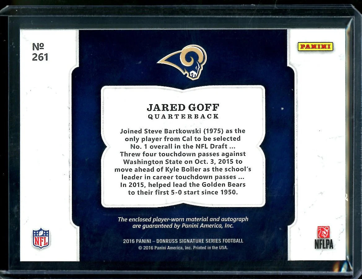 2016 Panini Donruss Signature Series Jared Goff Rookie RPA Rams - Image 2