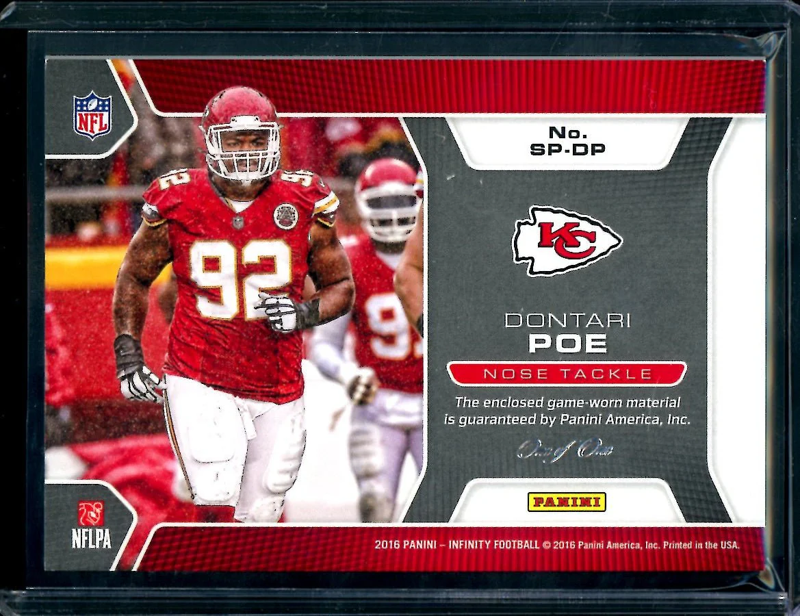2016 Panini Infinity Dontari Poe Seasoned Pro Swatches Patch 1/1 Chiefs - Image 2