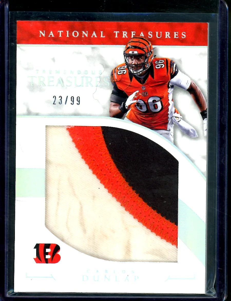 2016 Panini National Treasures Carlos Dunlap Tremendous Treasures Patch /99 Bengals