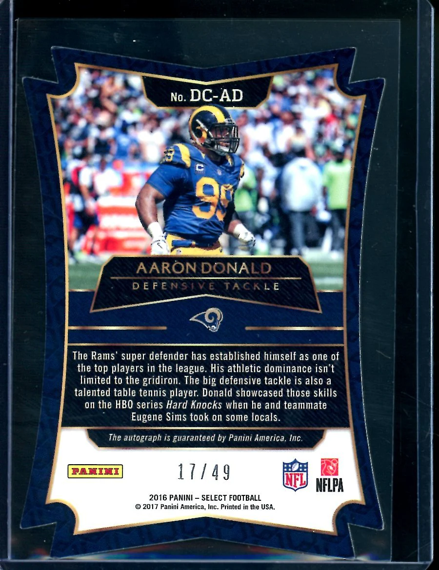 2016 Panini Select Aaron Donald Auto /49 Rams - Image 2