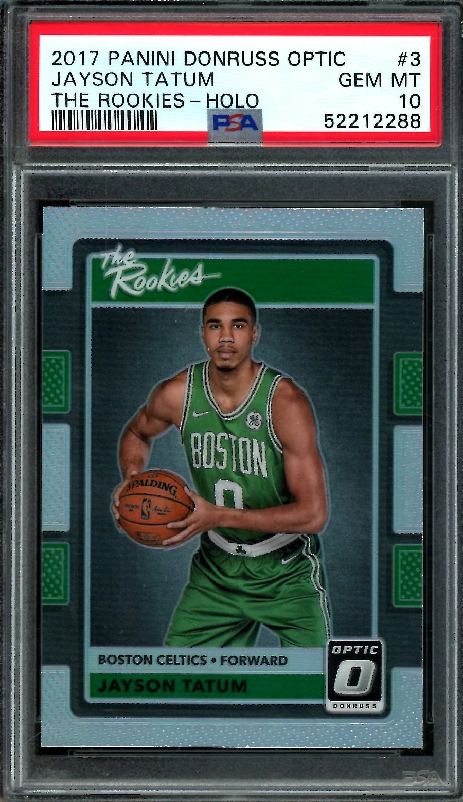 2017-18 Panini Optic Jayson Tatum Rookie The Rookies Holo PSA 10 Celtics