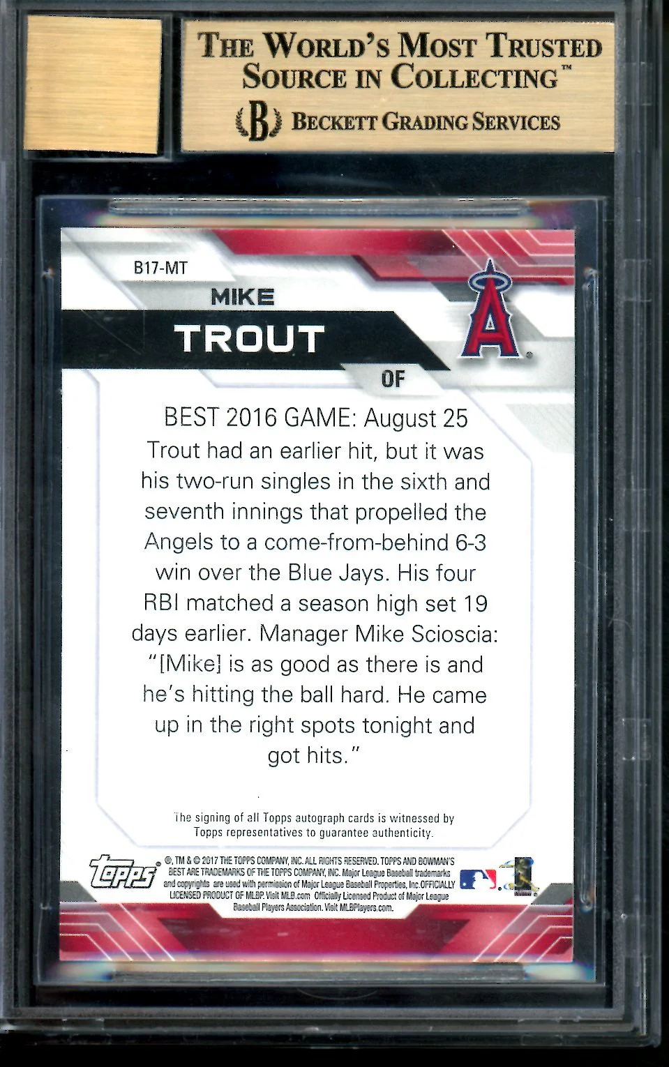2017 Bowman's Best Mike Trout Atomic Refractor Auto /25 BGS 9.5 Angels - Image 2