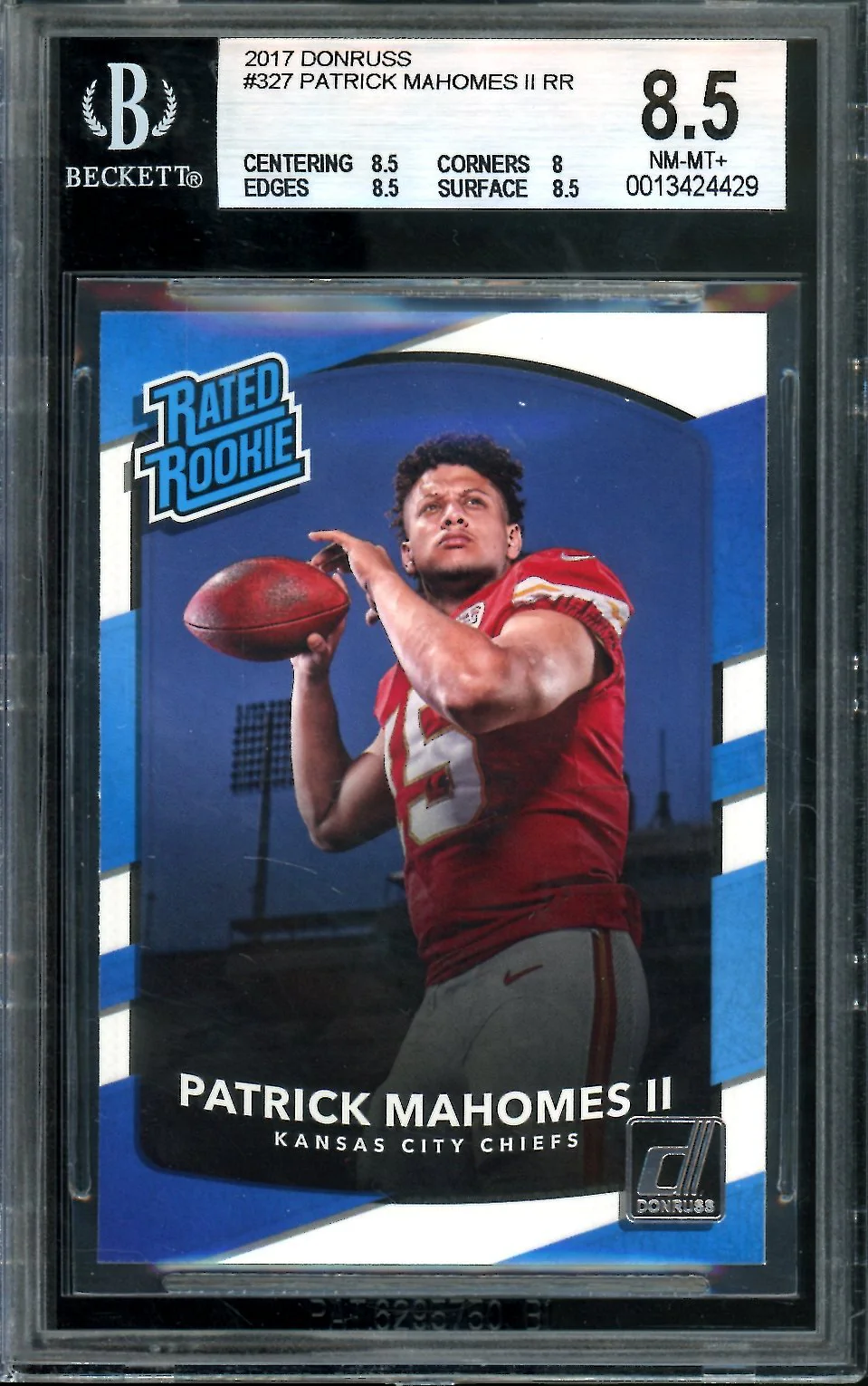 2017 Panini Donruss Patrick Mahomes Rookie BGS 8.5 Chiefs