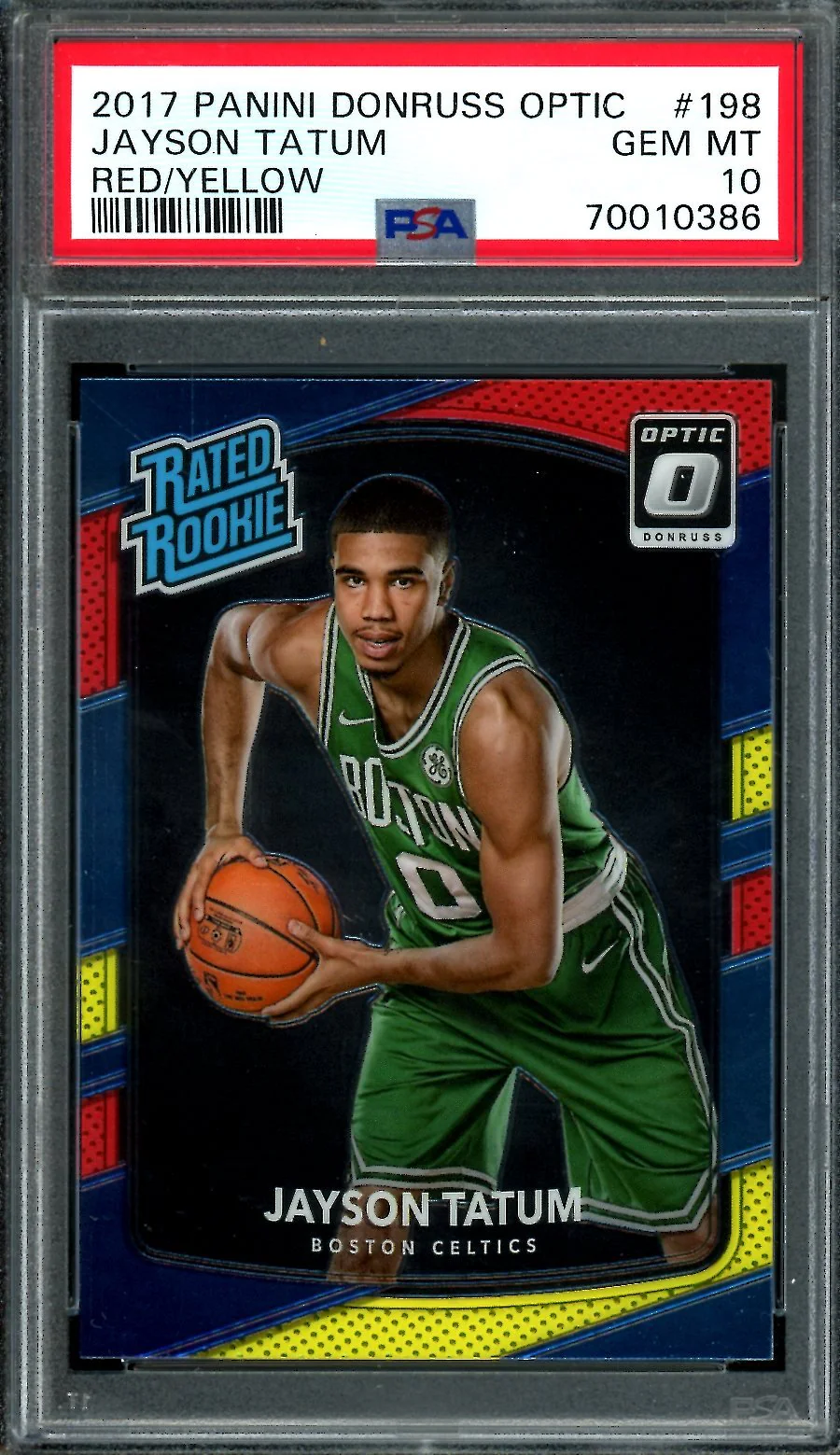 2017 Panini Optic Jayson Tatum Rookie Red Yellow PSA 10 Celtics
