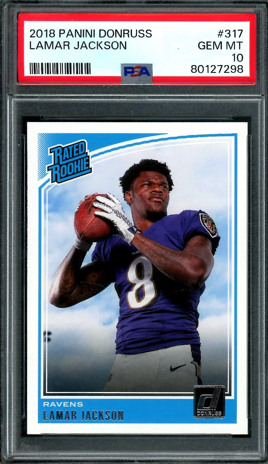 2018 Panini Donruss Lamar Jackson Rookie PSA 10 Ravens