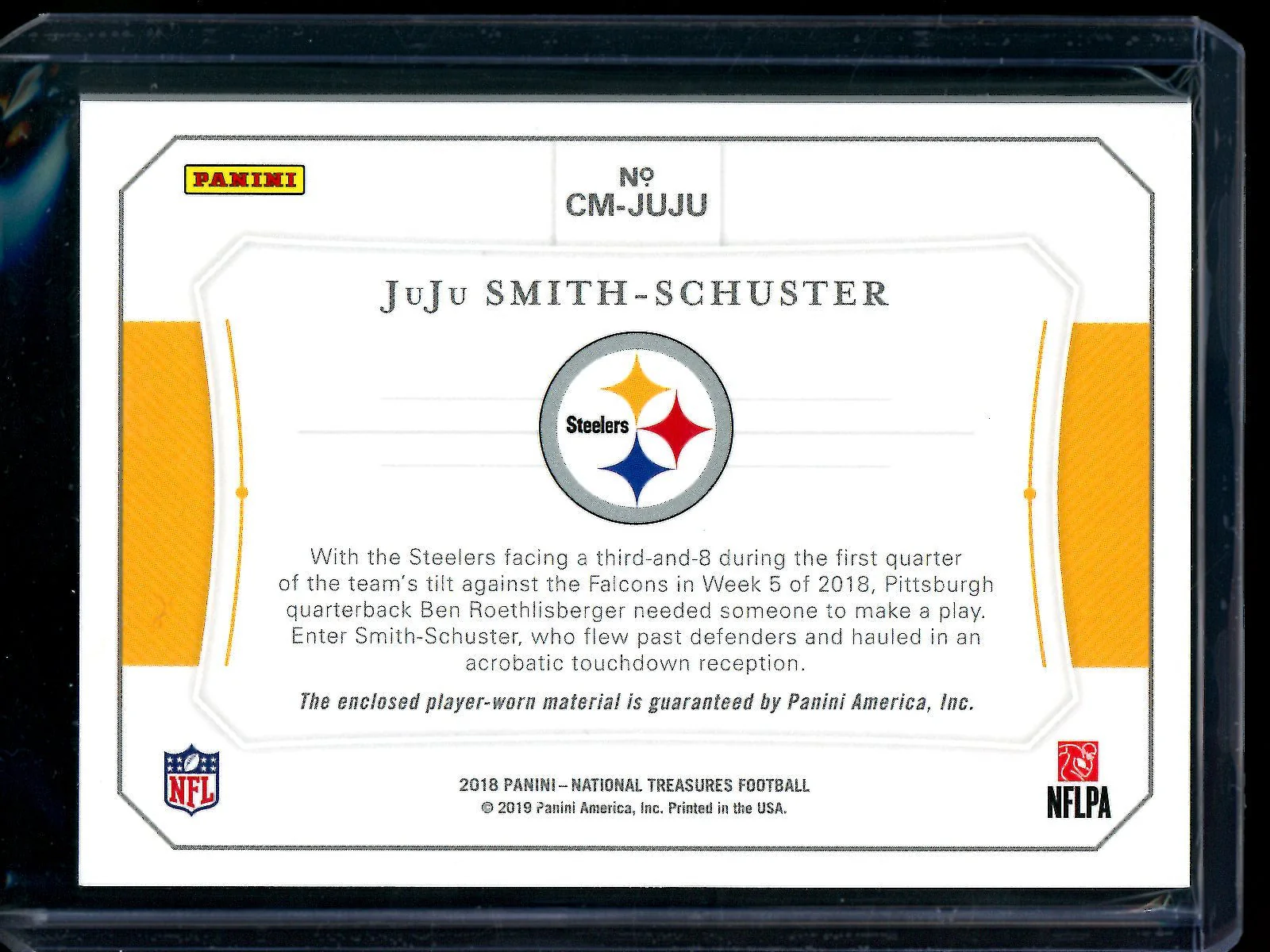 2018 Panini National Treasures JuJu Smith-Schuster Colossal Relic /25 Steelers - Image 2