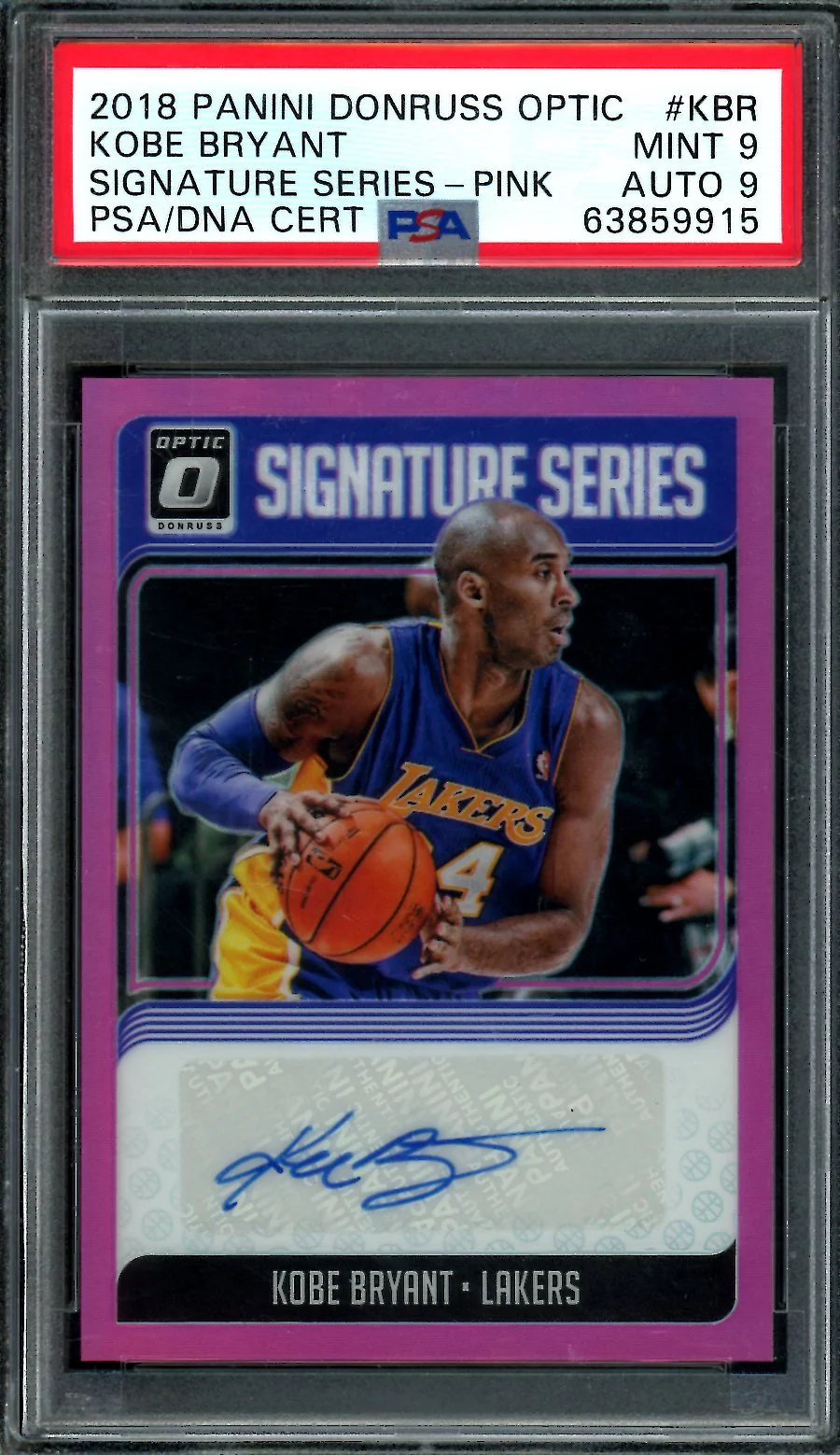 2018 Panini Optic Kobe Bryant Signature Series Auto Pink /25 PSA 9 Lakers