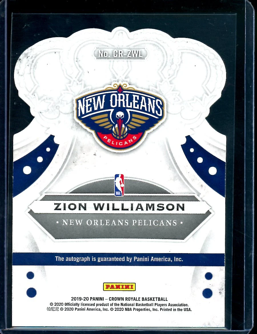 2019-20 Panini Crown Royale Zion Williamson Rookie Auto /99 Pelicans - Image 2