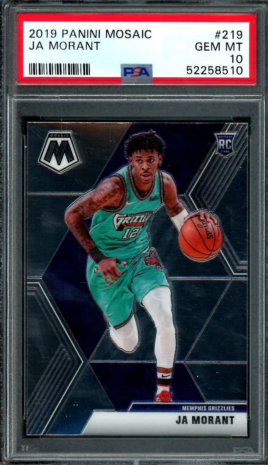 2019-20 Panini Mosaic Ja Morant Rookie PSA 10 Grizzlies