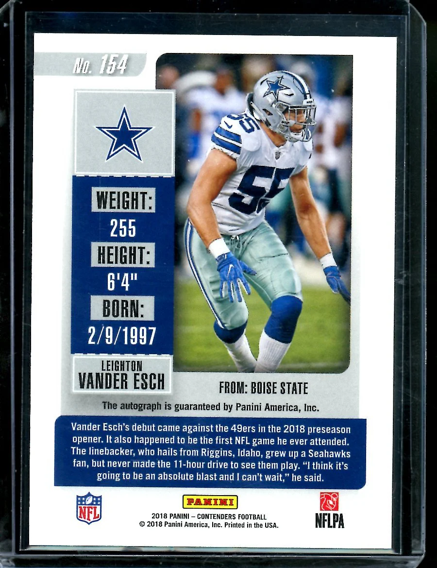 2019 Panini Contenders Leighton Vander-Esch Rookie Championship Ticket Auto /49 Cowboys - Image 2
