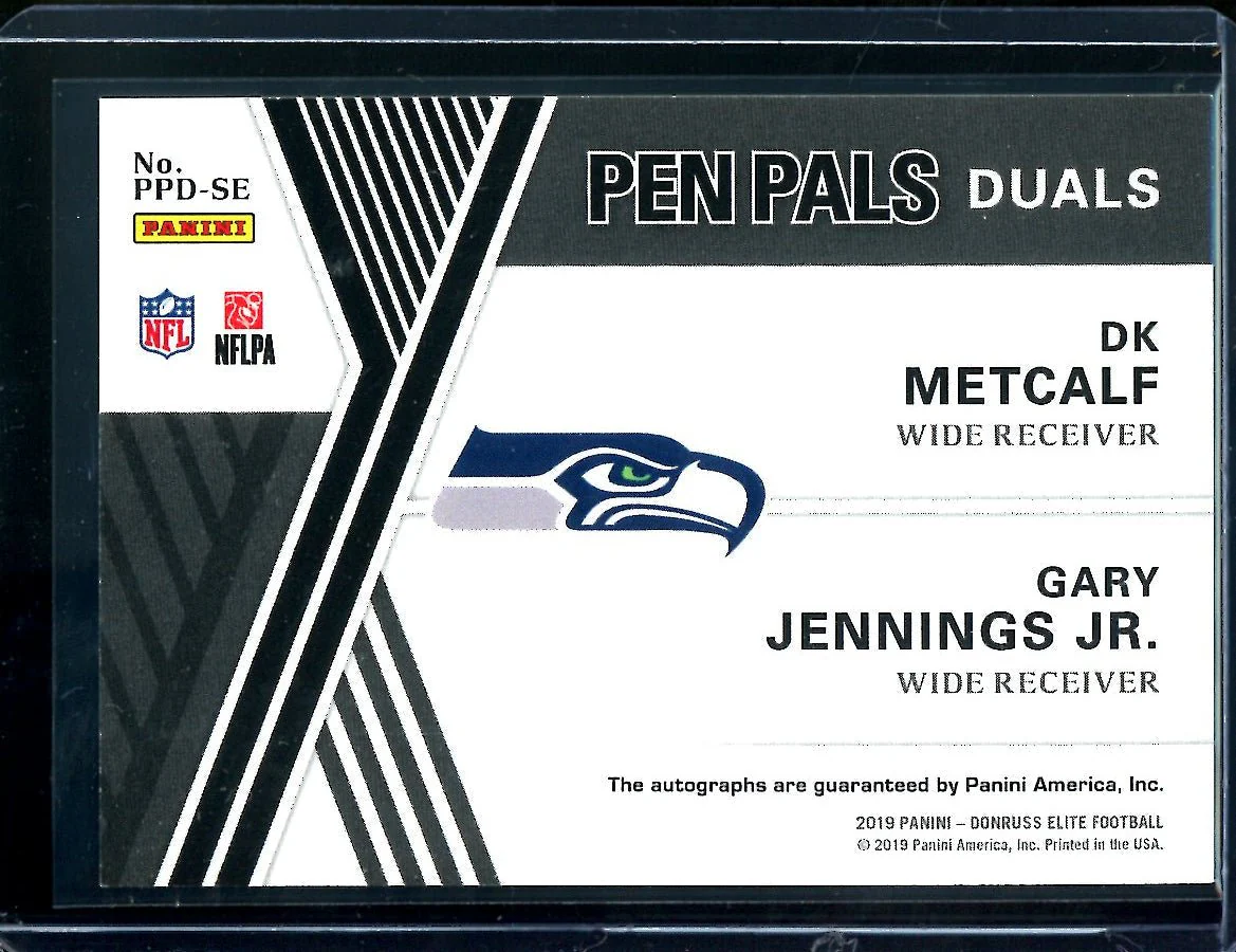 2019 Panini Elite DK Metcalf/Gary Jennings Jr. Dual Rookie Auto Seahawks - Image 2