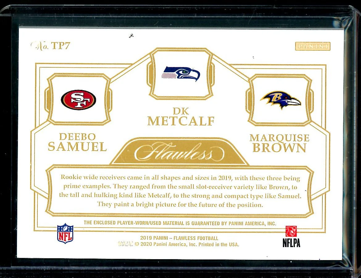 2019 Panini Flawless Deebo Samuel/DK Metcalf/Marquise Brown Rookie Patch /25 - Image 2