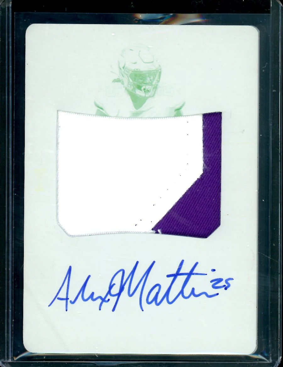 2019 Panini National Treasures Alexander Mattison Rookie Printing Plate RPA 1/1 Vikings