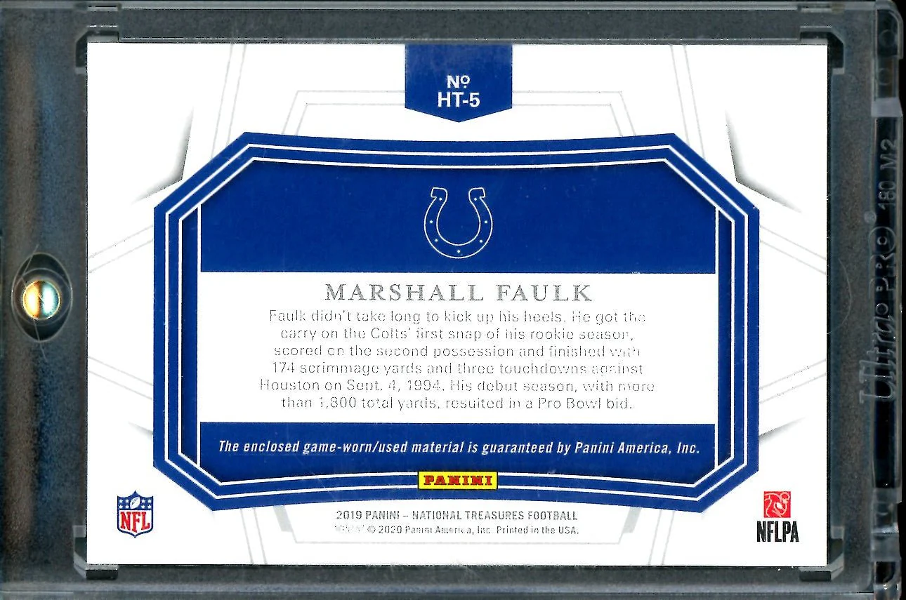 2019 Panini National Treasures Marshall Faulk Helmet Treasures Shield Patch /2 Colts - Image 2