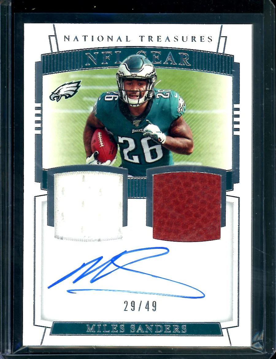 2019 Panini National Treasures Miles Sanders Rookie NFL Gear RPA /49 Eagles