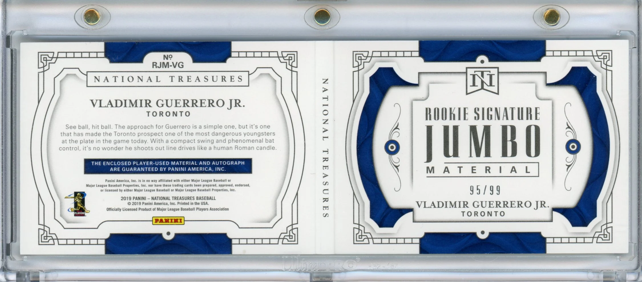 2019 Panini National Treasures Vladimir Guerrero Jr Rookie Booklet /99 Blue Jays - Image 2
