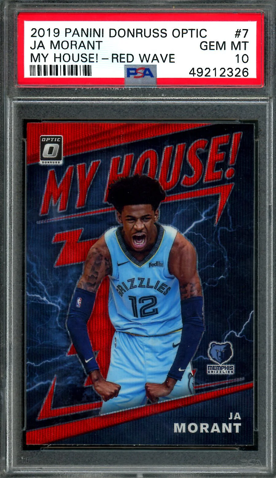 2019/20 Panini Optic Ja Morant Rookie My House Red Wave PSA 10 Grizzlies