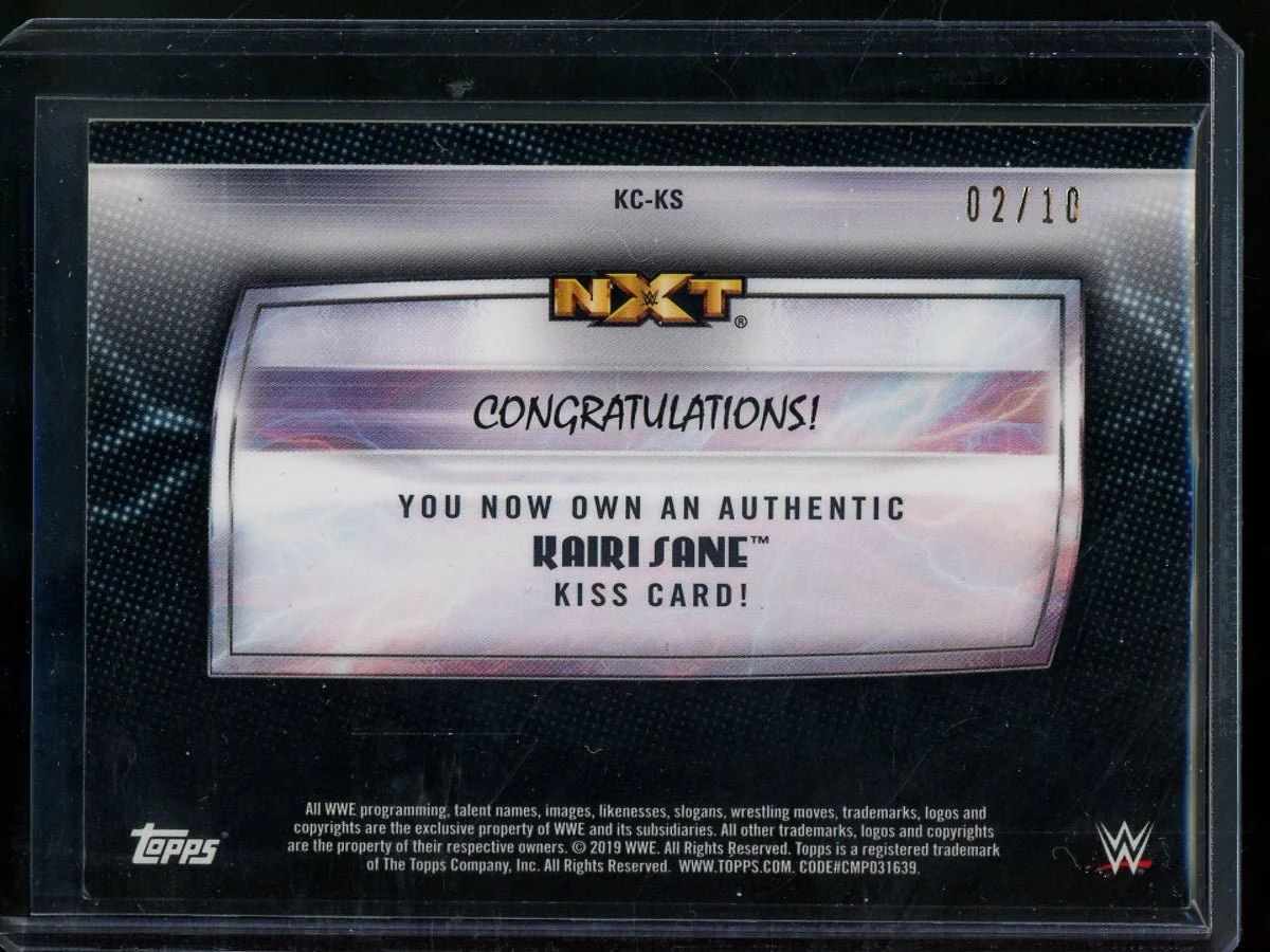 2019 Topps NXT Wrestling Kairi Sane Kiss Card Gold /10 - Image 2