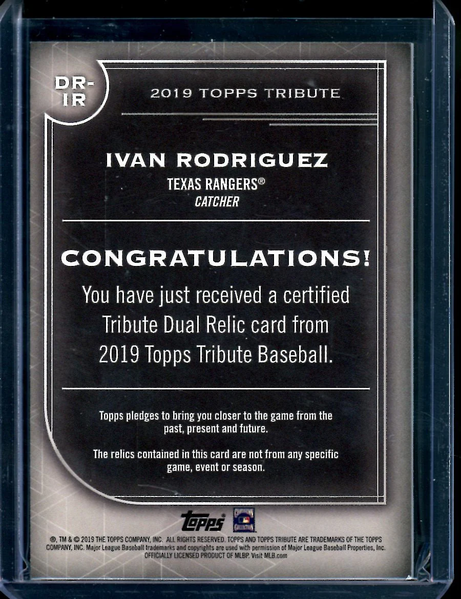 2019 Topps Tribute Ivan Rodriguez Game-Used Patch Red /10 Rangers - Image 2