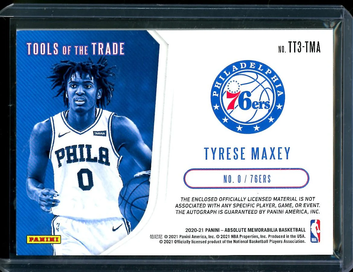2020/21 Panini Absolute Tyrese Maxey Rookie Auto RPA /199 76ers - Image 2