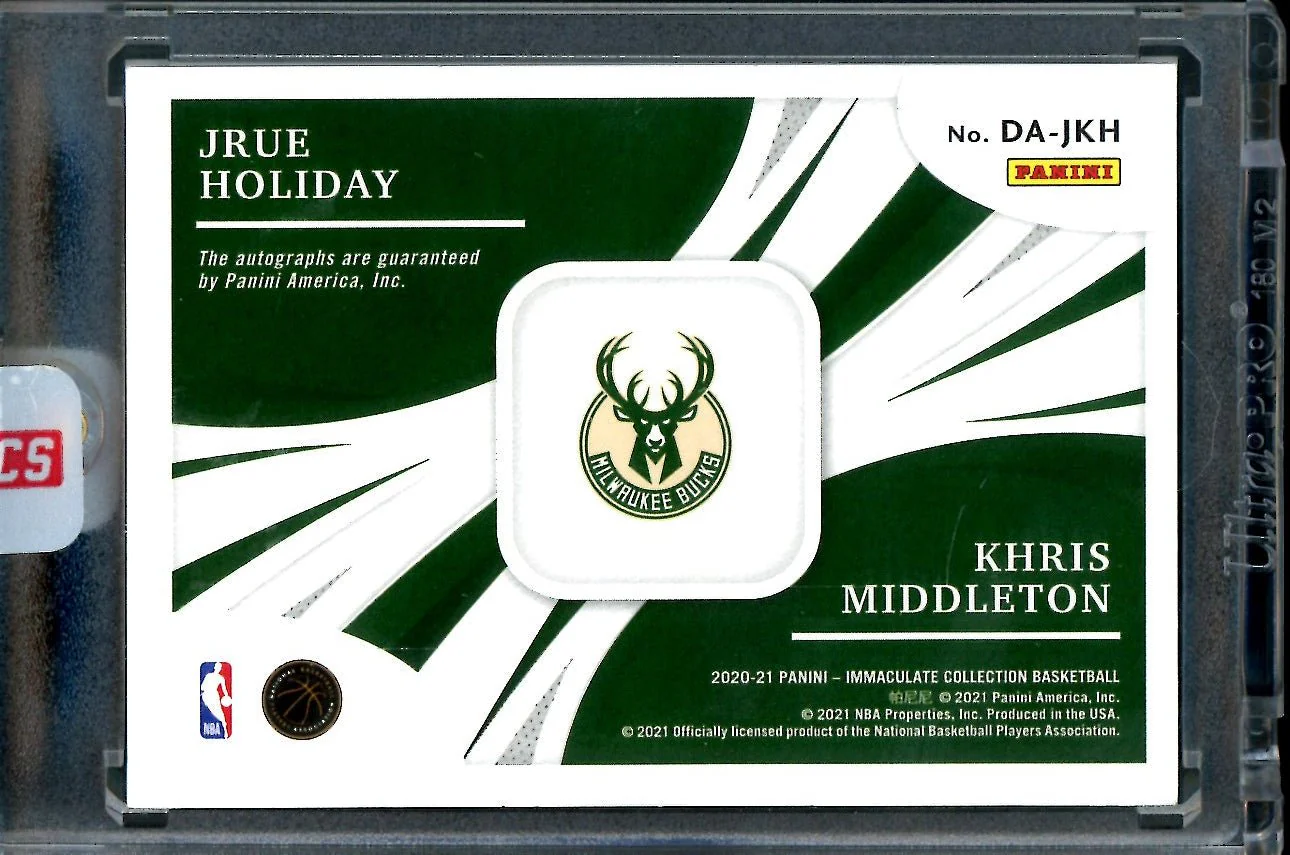 2020-21 Panini Immaculate Jrue Holiday/Khris Middleton Dual Auto Gold /25 Bucks - Image 2