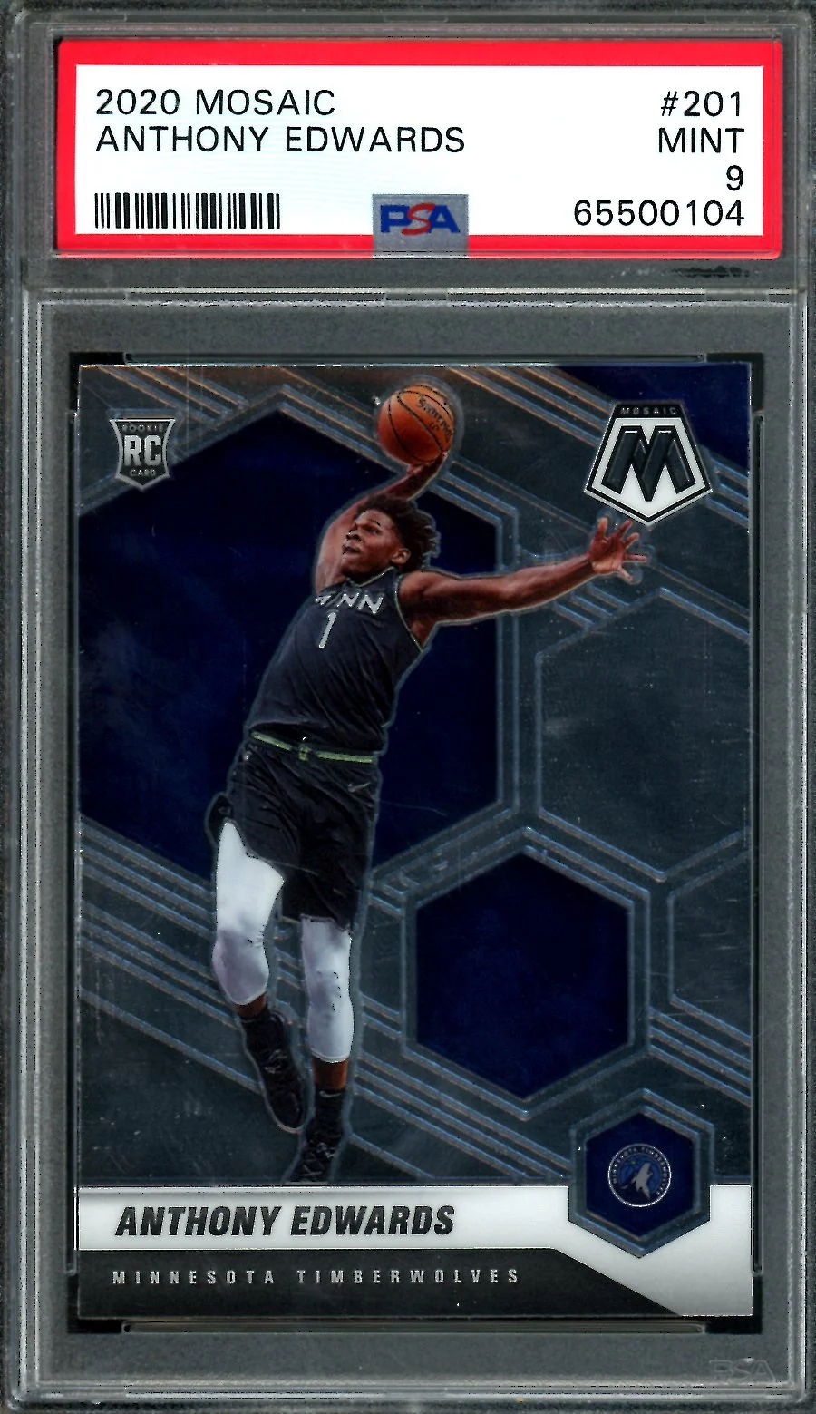 2020-21 Panini Mosaic Anthony Edwards Rookie PSA 9 Timberwolves