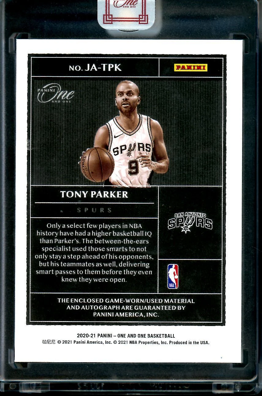 2020/21 Panini One & One Tony Parker Patch Auto /35 Spurs - Image 2