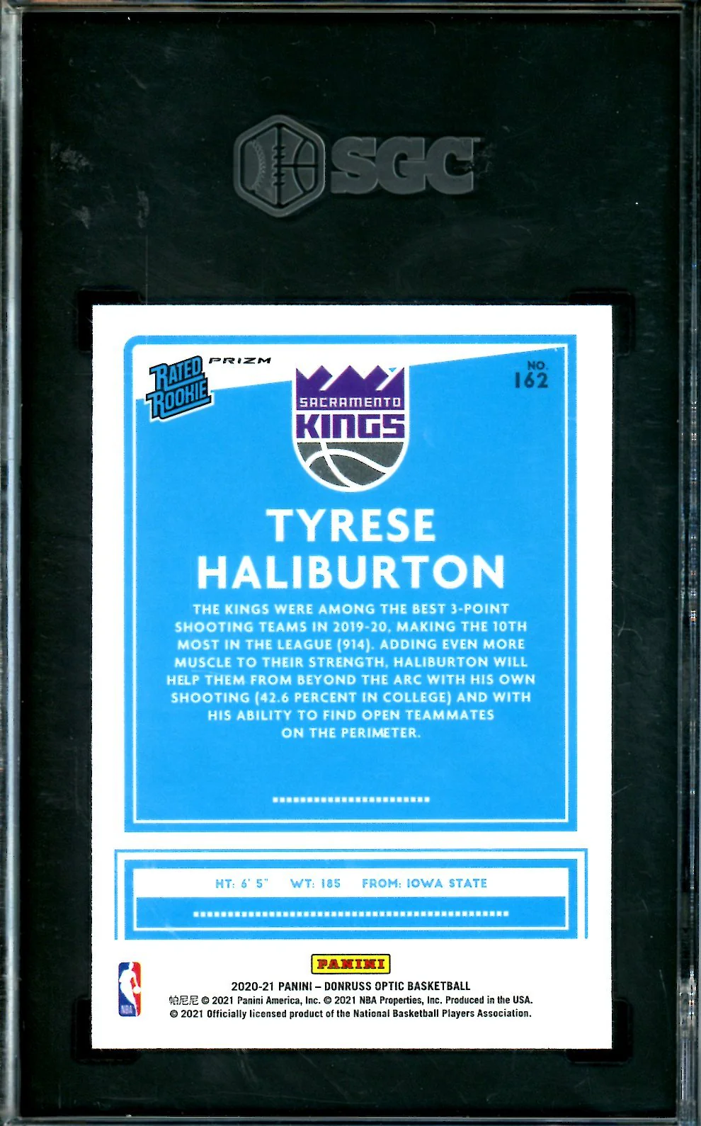 2020-21 Panini Optic Tyrese Haliburton Rookie Wave /300 SGC 10 Kings - Image 2