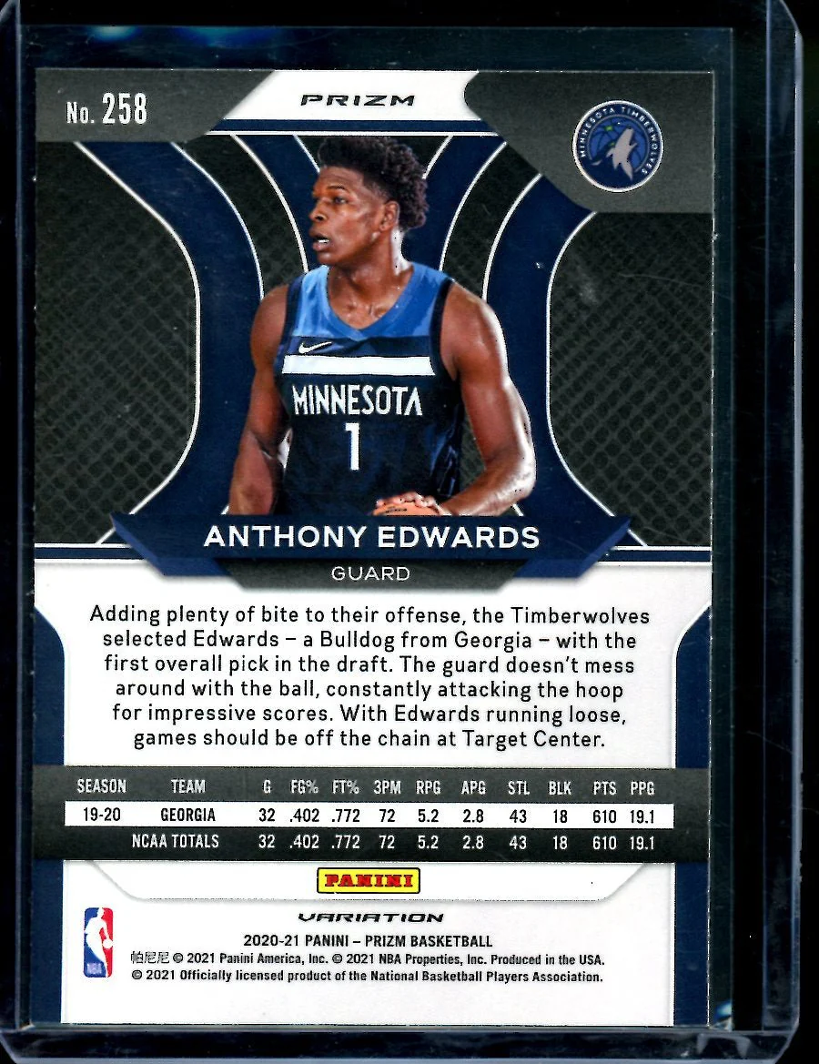 2020-21 Panini Prizm Anthony Edwards Rookie Variation Disco Timberwolves - Image 2