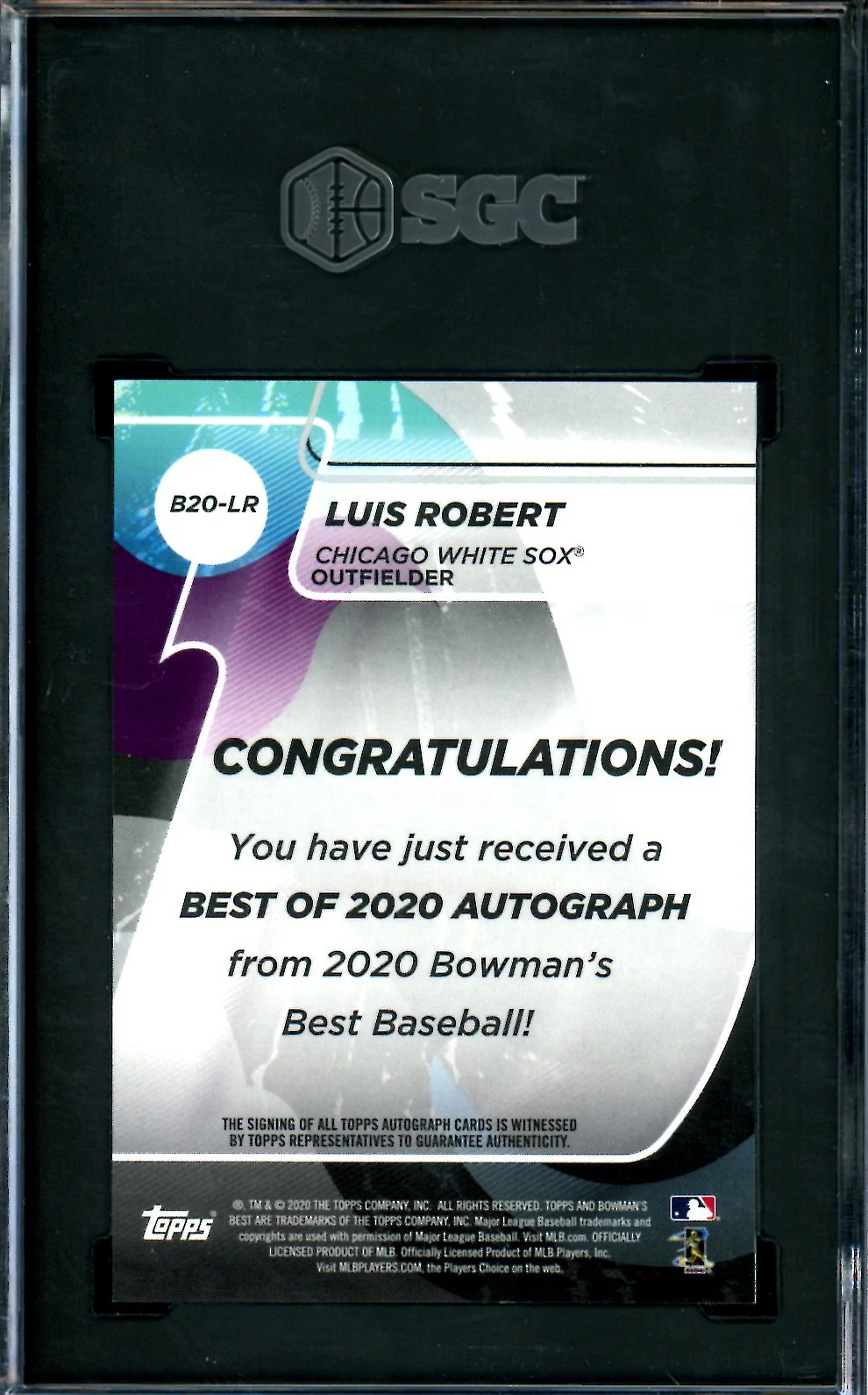 2020 Bowman's Best Luis Robert Rookie Auto Gold /50 SGC 9.5/10 White Sox - Image 2