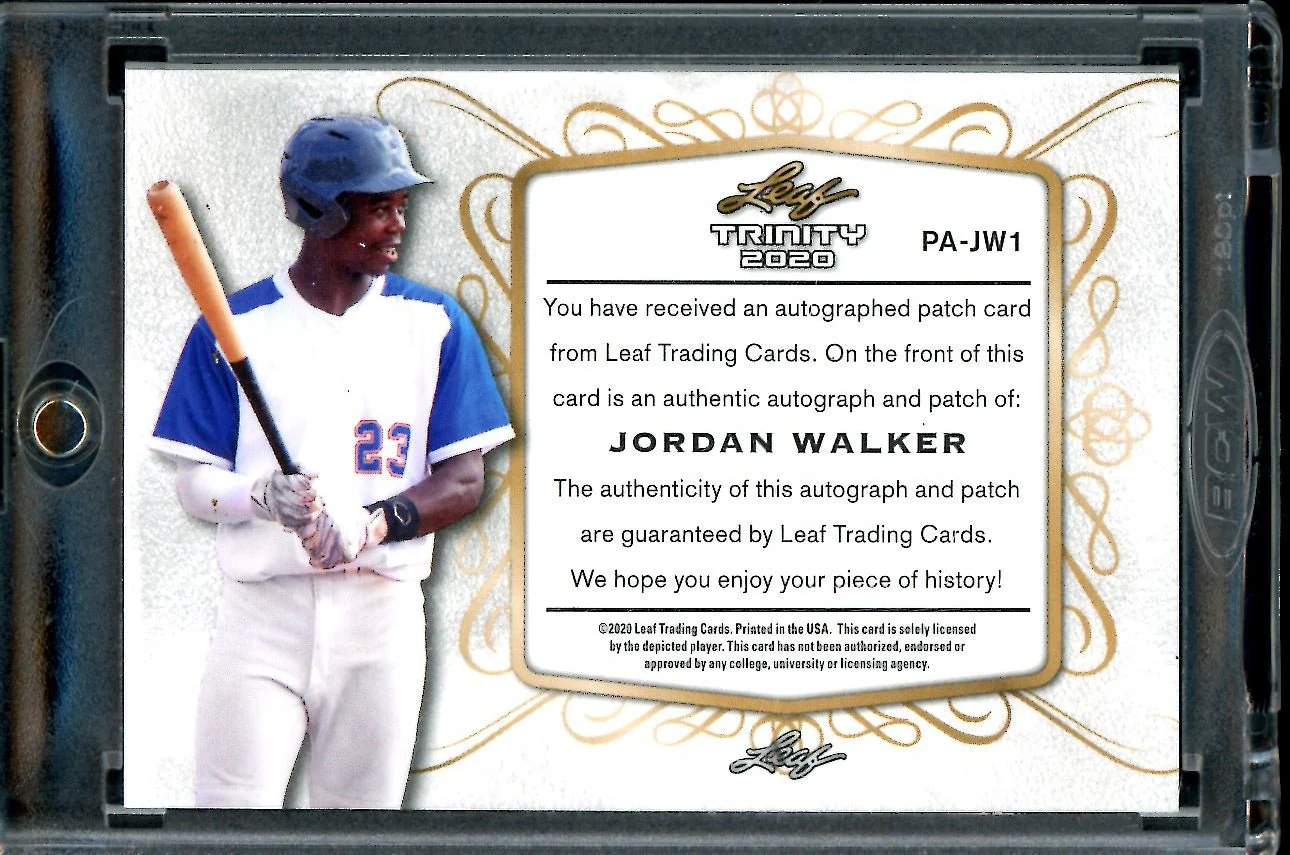 2020 Leaf Trinity Jordan Walker Rookie XRC Patch Auto /50 Cardinals - Image 2