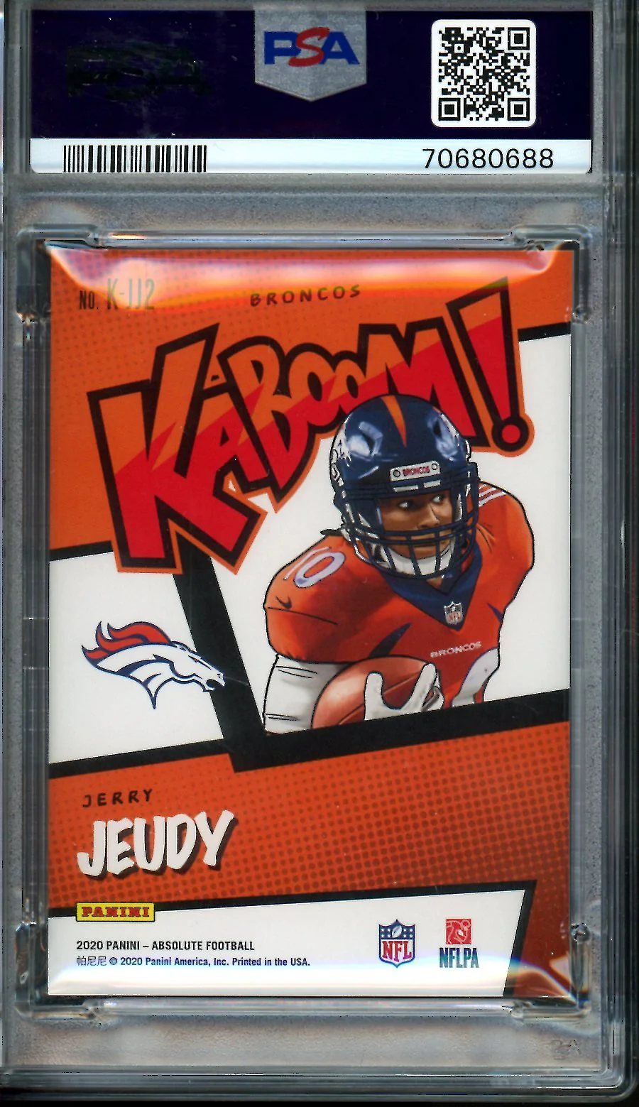 2020 Panini Absolute Jerry Jeudy Rookie Kaboom SSP PSA 9 Broncos - Image 2